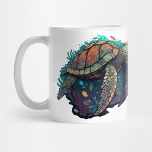 Colorful Swimming Sea Turtle Mug